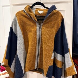 APRICOT Mustard and Navy Zip-Up Poncho